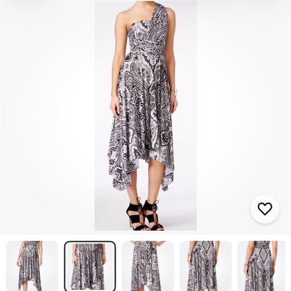 INC International Concepts Black and White Paisley High-Low Dress - Picture 5 of 12